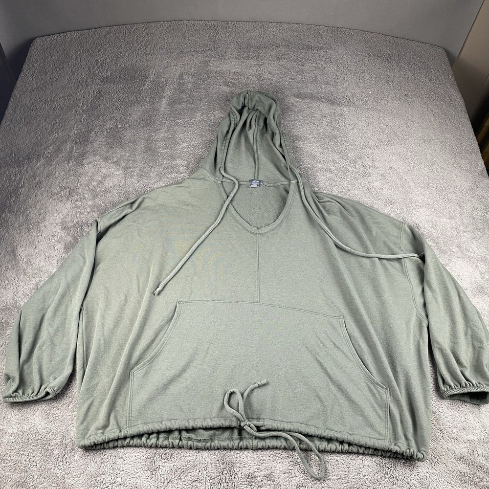Aerie Long Sleeve Hooded Cropped Sweatshirt Womens Medium Olive Green
